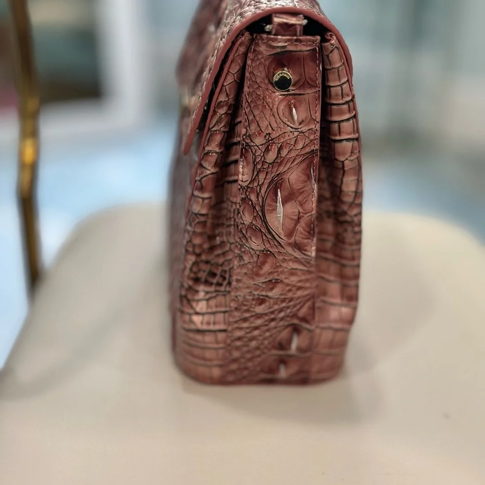 Brahmin Pink Crossbody Bag with Crocodile Embossing - Picture 3 of 4